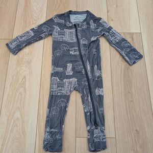 Willow + Co Gray New York City-Print Zip Front Kids One-Piece